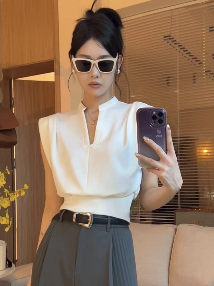 Summer Clothing Brands - Retro-Stehkragen-Kurzarmhemd für Damen, modisch, koreanischer Stil,